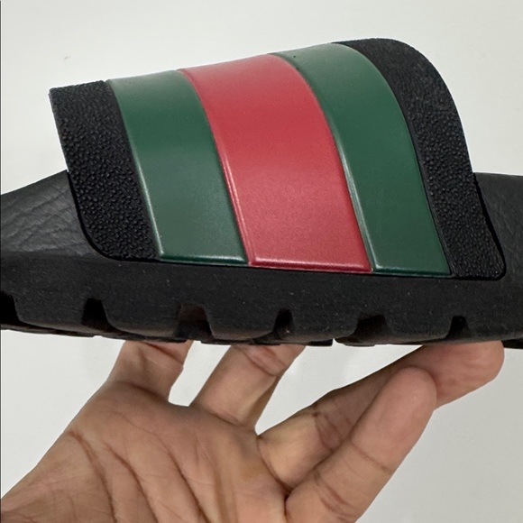 Gucci Black Slides with Red and Green Stripes size 14 - Picture 6 of 8